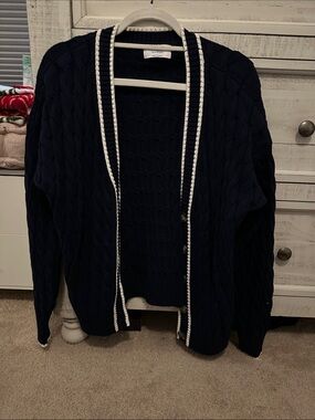 Old Navy Navy Cardigan with White Trim